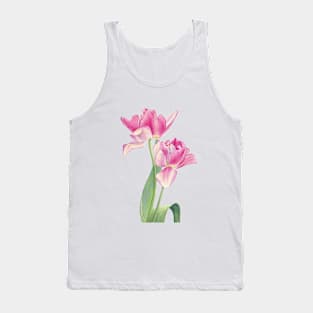 Pink tulips watercolor painting Tank Top